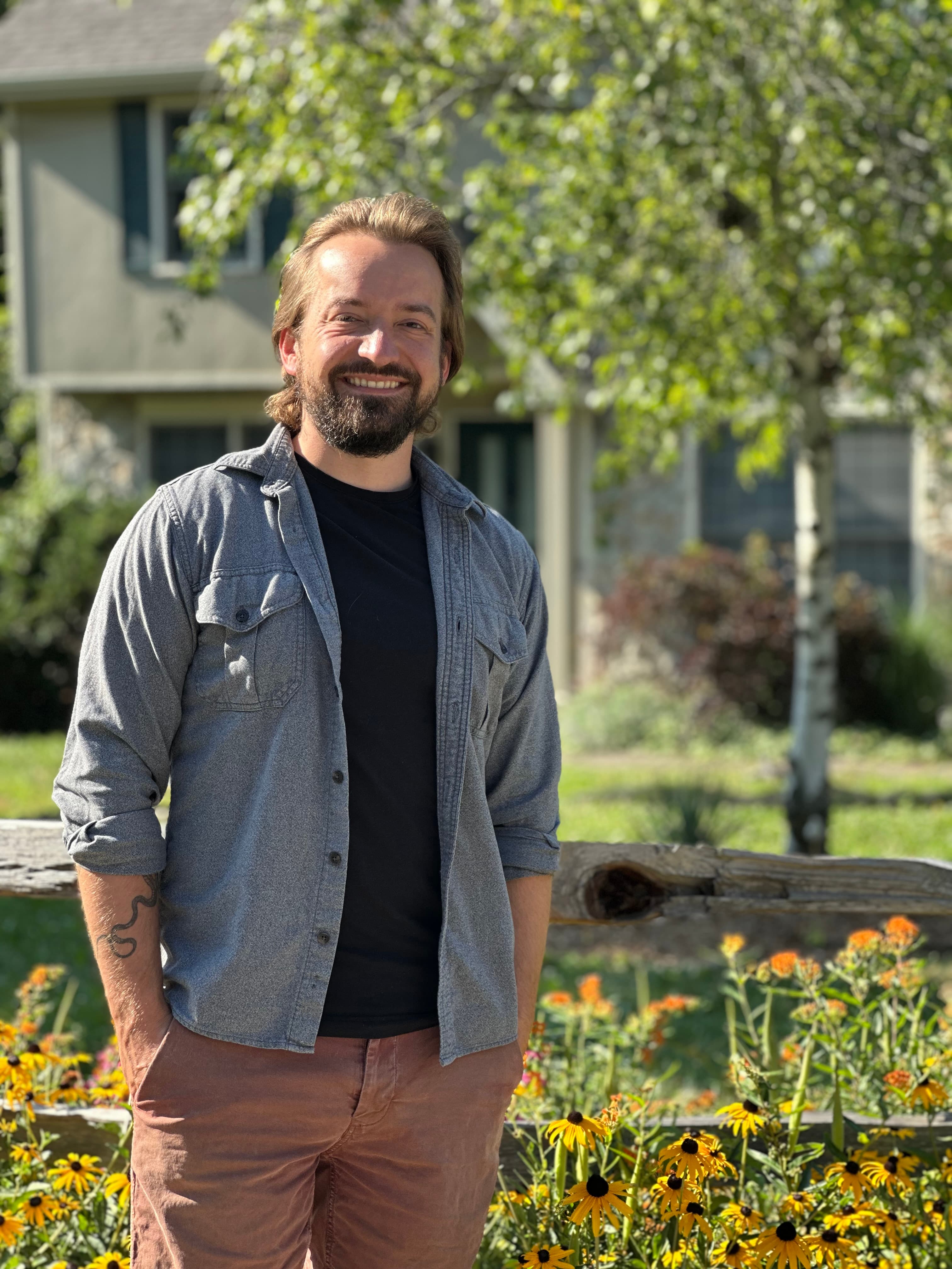Andrew Carlson outside a Kansas City home
